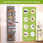 VERONLY Door Shoe Organizer, Over The Door Hanging Shoe Rack with Large Pockets, Space Saving Shoe Storage for Closet, Entryway, Bedroom, Shoe Holder for Men Women Kids (Grey) - style: Gray Over the Door Shoe Organizer