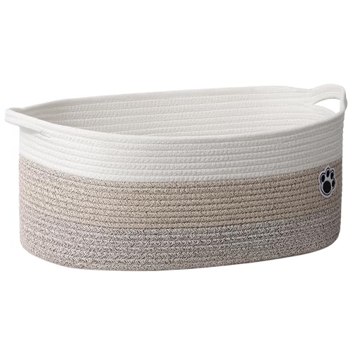Large Dog Toy Basket, 19.7" X 11" X 7.9" Woven Rope Basket for Toy Storage, Dog Storage Bins with Handles, Gift Baskets Empty for Baby Shower, Mixed-Brown - color: Brown, size: 19.7"L x 11"W x 7.9"H