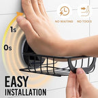 LEVERLOC Soap Holder Shower with Hooks, Bar Suction Cup Soap Dish Tray for Wall, Rust-Proof Stainless Steel Sponge Caddy for Bathroom Accessories Organizer Bathtub Kitchen Sink, Black - style: 1 tier Black