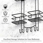 SRIWATANA Shower Caddy Hanging Over Head, Bathroom Shower Organizer Shower Rack Holder with Hooks for Razors - Black - color: Black