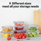 HOMBERKING 24pc Glass Food Storage Containers with Lids, Glass Meal Prep Containers, Airtight Bento Boxes, BPA Free & Leak Proof, Pantry Kitchen Storage(12 lids & 12 Containers) - Gray - color: Light Grey