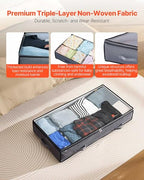 VEVOR Under Bed Storage with Clear Lids, 39.2 x 19.7 x 7.1 Inch, 90L Large Underbed Clothes Storage Containers, Low Profile Under Bed Drawer Shoe Organizer Bins Box for Blanket Shoe Bedroom, 4 Pack