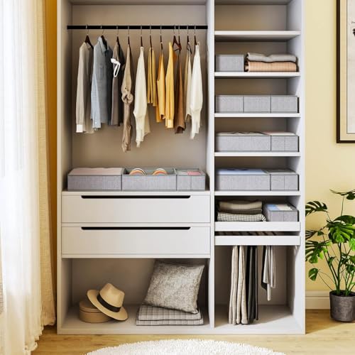 DIMJ Drawer Organizers Cloths, Closet Underwear Organizer, 15 Packs Foldable Closet Organizers, Sock Drawer Organizer, Fabric Dresser Drawer Dividers for Clothes Underwear Bras Socks - color: Blended Gray, size: 15 Pack