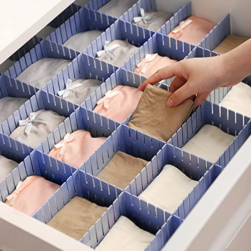acDesign 40Pcs Grid Drawer Dividers, Adjustable Drawer Organizer for Socks, Underwear, Lingerie, Makeup, Bedroom Office Kitchen Storage (Blue) - color: Blue