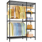Ulif F2 Clothes Rack, 5 Tiers Heavy Duty Garment Rack for Bedroom, Freestanding Adjustable Closet Storage Organizer, 46.1" W x 15.4" D x 78.3" H, Load 630lbs, Upgraded Black - color: Black