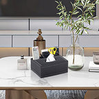 Tissue Box Cover Rectangle Black Tissue Box Holder PU Leather Facial Tissue Organizer,Multifunctional Remote Control Stationery Storage Box,Home Office Supplies Car Napkin Caddy - color: Multifunctional Tissue Box-black Weave