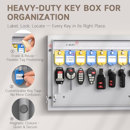 WeHere 16-Key Key Lock Box Wall Mount – Smart Key Cabinet with App, Keypad, Bluetooth & WiFi Unlock (Sold Separately), Key Organizer for Home, Access Log Tracking Key Management for Small Office - size: 16 Key Box (Smart)