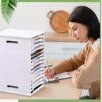 Juexica 15 Tier 8.5" x 11" Scrapbook Paper Organizer, White Cardstock File Organizer with Adjustable Shelves, Stackable Paper Trays, Desktop Storage Rack Document Holder for Desk Home Office - style: 15 Tier