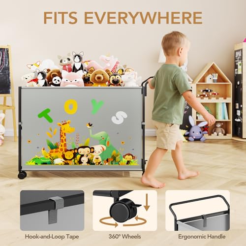 BBLIKE Toy Box for Kids - 200L Extra Large Toy Chest Storage with Wheels for Boys and Girls, Toy Organizer Bin for Stuffed Animals, Toy Basket for Bedroom, Nursery, Living Room, Playroom, Gray - color: Grey
