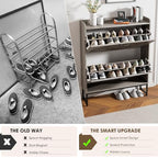 Nicetree Shoe Storage Cabinet with 2 Flip Drawers, Freestanding Shoe Organizer, Shoe Cabinet with Metal Legs, Narrow Shoe Rack Cabinet, Farmhouse Slim Shoe Cabinet for Entryway, Hallway, Rustic Gray - color: Grey, style: 2-Drawers