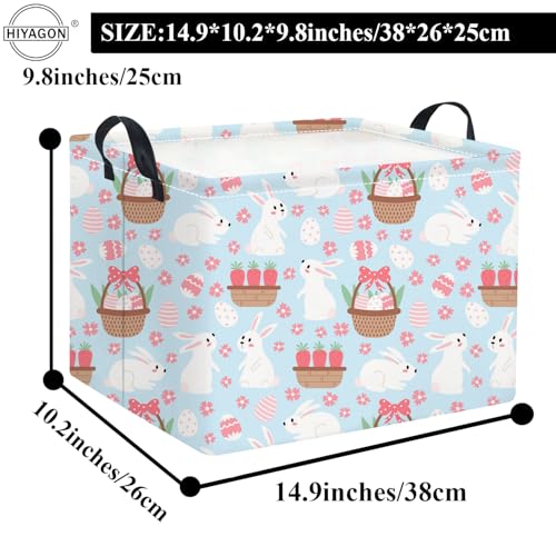 HIYAGON Rectangular Easter Basket for Kids Baby Easter Basket for Boys and Girls Cute Toy Storage Organizer Bin Box Room Decor(Blue Flower Easter) - color: Blue Flower Easter
