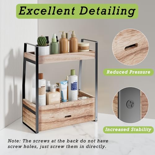 Boulphia 2-Tier Bathroom Organizer Countertop, Bathroom Sink Organizer Countertop, Vanity, Counter Shelf, Brown - color: Brown