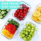 VERONES 5 Pack 36 OZ Glass Meal Prep Containers, Airtight Glass Lunch Containers Set, Glass Food Storage Containers with Lids,Exclusive of BPA, for Microwave, Oven, Freezer & Dishwasher Friendly,Green - color: Green