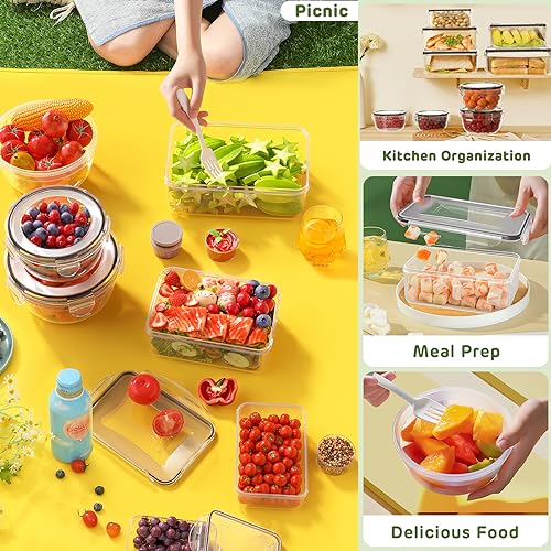 JSCARES 40 PCS Food Storage Containers with Lids Airtight (20 Lids &20 Containers) - Leakproof Meal-Prep Containers for Kitchen Storage Reusable Plastic Microwave/Dishwasher Safe with Labels & Pen - color: 20 Pack