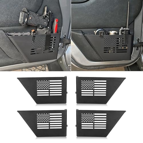 MAIKER 4PCS Metal Front Rear Door Storage Box Compatible with 2007-2018 Jeep Wrangler JK 4 Door, Replaces OEM Door Nets, Expands Interior Storage Space - size: JK/JKU Front ＆ Rear
