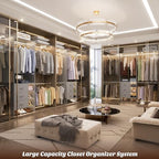 Aheaplus Closet System, Closet Organizer with 3 Wooden Drawers, 8FT Closet Organizer System, 96’’ Walk-in Closet Wardrobe Clothes Rack with Hanging Rods, Garment Rack, Fits 5.3-9 ft, -G6, Grey - color: Grey
