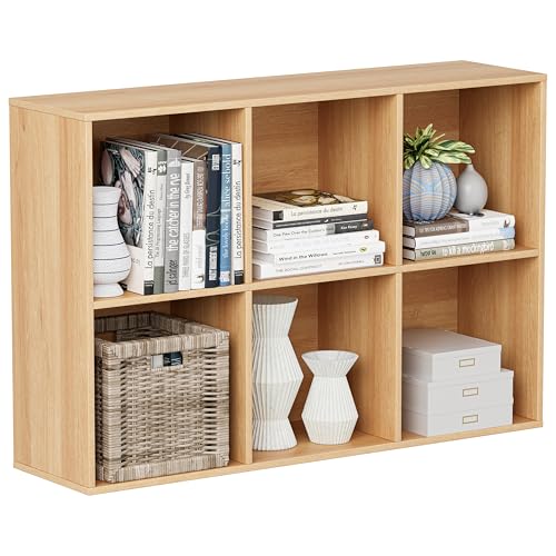 VDNEND Wooden Cube Storage Organizer with Closed Back Panel, 11in Cube Shelf Opening, Bookshelf, Display Shelf,Closet Cabinet for Home and Office (Natural Oak, 6-Cube 35.98L*9.45W*24.09H) - color: Natural Oak, size: 6-Cube 35.98L*9.45W*24.09H