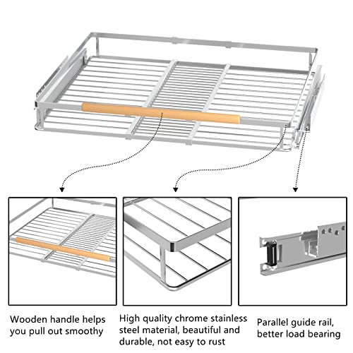 Large Pull Out Kitchen Cabinet Organizer, 22.7''-39.8''Width, Heavy Duty Slide Out Pantry Shelves Sliding Drawer Storage for Kitchen, Under Sink, Bathroom, Wardrobe, Set of 2 - color: 2 pack, size: XL(22.7''-39.8''W x 22''D)