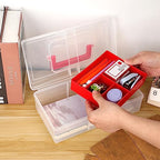 JUXYES Plastic Fishing Tackle Box Organizer with Removable Dividers, Clear Fishing Tackle Storage Boxes with Handle, 2 Layer Fishing Tackle Tray Box Lure Box, Red - color: Red