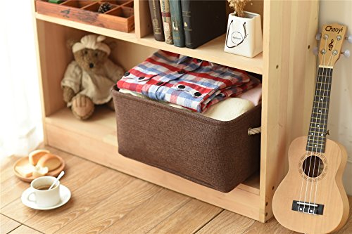 TheWarmHome Decorative Basket Rectangular Fabric Storage Bin Organizer Basket with Handles for Clothes Storage (Brown, Large-1Pack,15L*10.5W*8H) - color: Brown, size: Large - 15Lx10.5Wx8H
