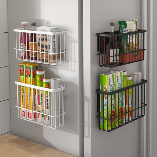 3 Piece Kitchen Cabinet Door Storage Box,Self Adhesive Wall Mounted Storage Boxes,Wardrobe/Bathroom/Refrigerator Small Items Organizer Storage Box (Black3) - color: Black3