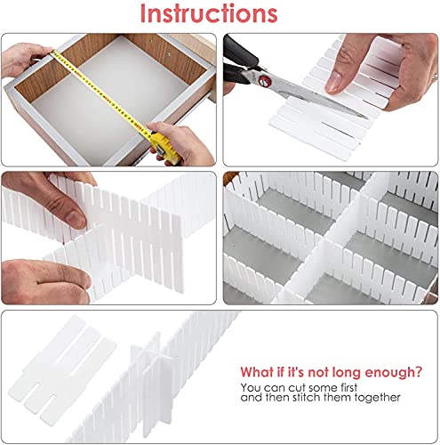 40Pcs Drawer Dividers, Adjustable Drawer Organizer for Socks, Underwear, Makeup, Can Help Tidy Kitchen, Bedroom, Dresser White - color: White, size: 40Pcs