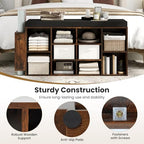 Giantex Shoe Storage Bench with Umbrella Stand, 10-Cubby Entryway Shoe Rack Organizer with Padded Seat, Adjustable & Removable Shelves for Hallway, Living Room & Bedroom (Rustic Brown) - color: Rustic Brown