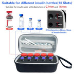 Insulin Peptide Vial Storage Case - Vial Holder for Fridge - 10 Slots Insulin Vial Case for 10ml and 3ml Vials，Black，（case only）