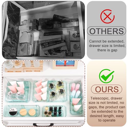 20 Pcs Clear Drawer Organizer, Adjustable Drawer Storage Box, 3-Size Desk Drawer Organizer, Acrylic Storage Bins for Makeup, Kitchen Utensils, Bedroom Dressers Tool Organizer for Gadgets, Blue - color: Blue, size: 20PCS