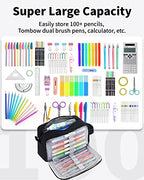 Sooez Big Capacity Pencil Case, Upgraded Canvas Pencil Pouch Large Pencil Bag Organizer, Separate Compartments Easy Grip Handle, Aesthetic Supply for School Teens Adults, Black Pen Case - color: Canvas Black