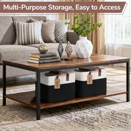 CHICVITA 4 Pack Large Storage Baskets for Shelves, Collapsible Fabric Storage Bins with Metal Frame Handles, Decorative Closet Organizers Bins for Toys, 16.8" x 11" x 9.8", Black & White - color: Black & White, size: 30L (16.8"L x 11"W x 9.8"H)
