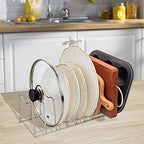 GERUSEA Pot Lid Holder, Stainless Steel Kitchen Organizer Rack Rest, Storage Cutting Boards, Bakeware, Pots & Pans, Serving Trays, Reusable Containers in Cabinet Pantry on Countertop