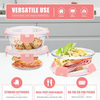 GULFLIN 12 Pack 13oz Small Glass Food Storage Containers with Lids Airtight, Leak-Proof Round Meal Prep Containers Set, Freezer to Microwave Safe, Dishwasher Safe - color: 13oz,Same Size - 12 Pack,Pink Set