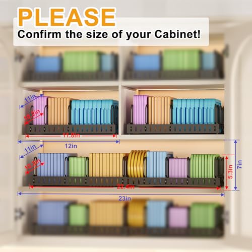Expandable Food Container Lid Organizer,Large Capacity Adjustable 8 Dividers Detachable Lid Organizer Rack for Cabinets, Cupboards, Pantry Shelves, Drawers Keep Kitchen Tidy,Black 10.2”wide,3.6 Pound. - color: Black