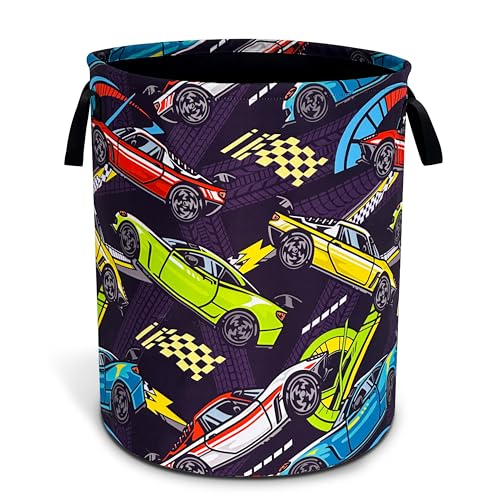 Racing Car Laundry Basket Funny Oxford Cloth Laundry Hamper With Handle Foldable Portable Clothes Storage Basket 18.9 X 16.5 In Storage Bag For Laundry Room/Bathroom/Bedroom/Dormitories - color: Racing Car