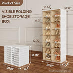 ANTBOX Shoe Organizer Storage Box, Portable Folding Shoe Rack For Closet With Magnetic Clear Door,Large Sneaker Cabinet Bins Sturdy Easy Assembly 8 Layers-16 Grids - size: 8 Layers-16 Grids