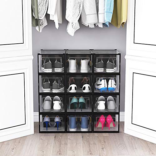 OnDisplay Clik Stackable Interlocking Shoe Box System (Medium Clear/Black, Single Box) - color: Medium Clear/Black, size: Single