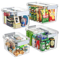Plastic Storage Bins with Lids Stackable organization and Storage Containers for Organizing Snacks, Crafts, Tools Clear Storage Box with Latching handle(Clear, 2PCS-4.5QT 2PCS-8.5QT)