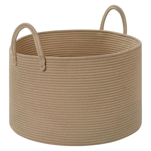 Extra Large Toy Basket, 20"x13" Kids Toy Storage for Playroom Classroom Nursery, Woven Rope Blanket Basket with Handles, Stuffed Animal Organizer & Dog Toys Basket, Brown - color: Brown - Wide