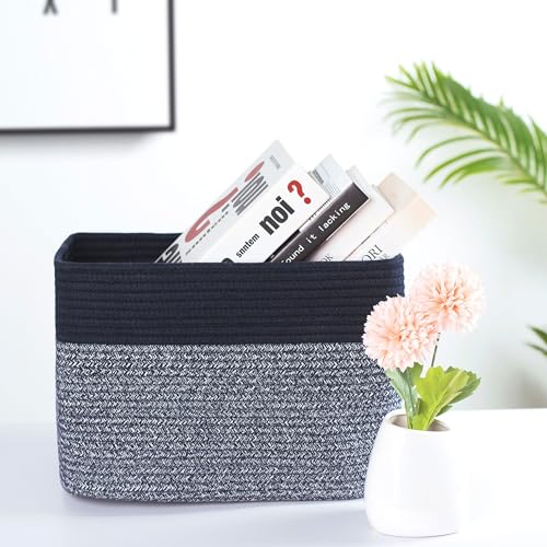 MINTWOOD Design 3-Pack Storage Baskets for Shelves, Playroom and Classroom, Book Basket, Decorative Storage Cube Bins, Woven Closet Organizers, Pantry and Shoe Organizer, Navy Blue - color: Navy Blue
