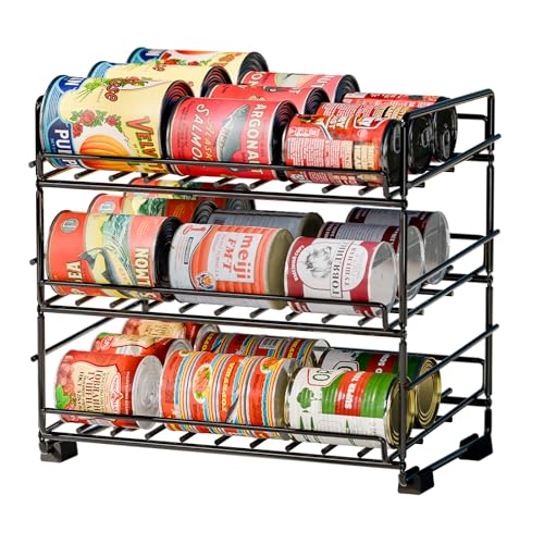 SUFAUY 3 Tier Can Organizer for Pantry, Holds 36 Cans, Heavy Duty Metal Shelves for Storage, Black - color: Black, size: 12.5"D x 16.5"W x 14"H
