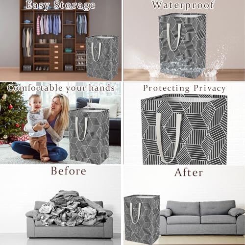 Waterproof Laundry Hamper Collapsible Laundry Basket Leather Handle Laundry Bag Large Clothes Storage Toy Organization for Bathroom Bedroom Laundryroom College Dorms (Heilingxing-001) - color: Heilingxing-001