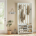 VASAGLE Hall Tree with Bench and Shoe Storage, Coat Rack with Shoe Bench, 7 Double Hooks for Jackets, Hats, Entryway, Bedroom, Living Room, 13.8 x 31.9 x 70.9 Inches, Rustic White UHSR414W01 - color: Rustic White