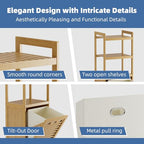 HITNET Tilt Out Laundry Hamper, Bamboo Laundry Basket with Foldable Bag and 3 Open Shelves, Freestanding Clothes Storage Organizer for Bedroom, Bathroom, Living Room, Natural - color: Natural