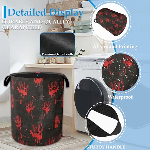 Halloween Blood Spatter Hand Laundry Basket Collapsible Laundry Hamper, Oxford Cloth Storage Bin for Room/Bathroom/Bedroom/Dormitories 16" X 20.8" - color: Halloween Blood Spatter Hand