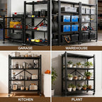4-Tier Folding Storage Shelves, Heavy Duty Garage Shelving Unit, Adjustable Metal Standing Storage Rack Shelf, No Assembly Wire Shelving Organizer with Wheels for Kitchen Pantry Warehouse - size: 4-Tier