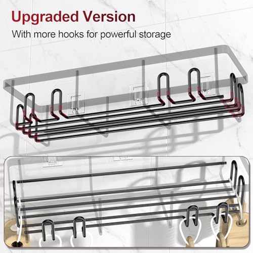 Getsrichfc Shower Caddy Adhesive, Rustproof Shower Shelves for Inside Shower, Large Capacity Bathroom Organizers and Storage, Shower Storage with Removable Hooks, No Drill Bathroom Accessories Black - color: Black