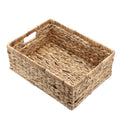 Wicker Basket for Shelf Natural Water Hyacinth Storage Baskets with Built-in Handles Rectangular Handwoven Basket Bin for Bathroom Kitchen Home Decor,16"x12"x6" - size: 16"Lx12"Wx6"H