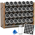NESAPTO Spice Rack Organizer with 28 Glass Spice Jars, Wood 4-Tier Seasoning Organizer with Labels for Cabinet, Pantry, Countertop or Wall Mount, Chalk Marker and Funnel Set, 14" W × 9.4" H - size: With 28 Jars, 14"W × 9.4"H