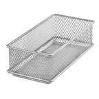 YBM HOME Silver Mesh Drawer Cabinet and or Shelf Organizer Bins, School Supply Holder Office Desktop Organizer Basket 1594s (1, 3x6x2 Inch) - size: 3x6x2 Inch
